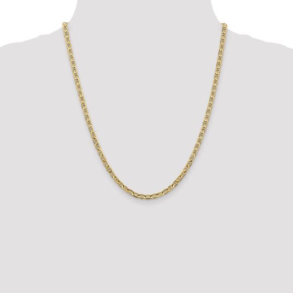 3.75mm, 14k Yellow Gold, Solid Concave Anchor Chain Necklace, 22 Inch - Picture 2 of 8